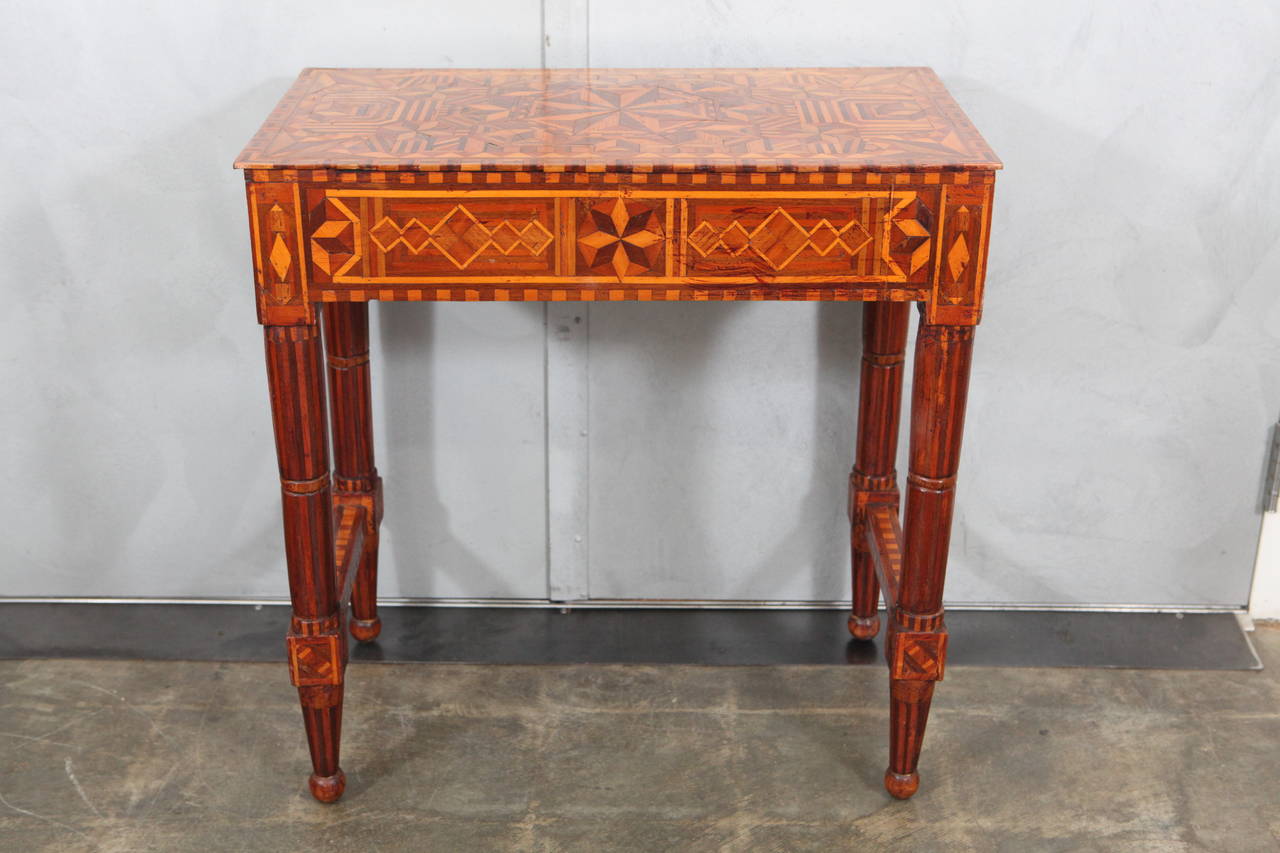 19th Century Folk Art Parquetry Side Table For Sale