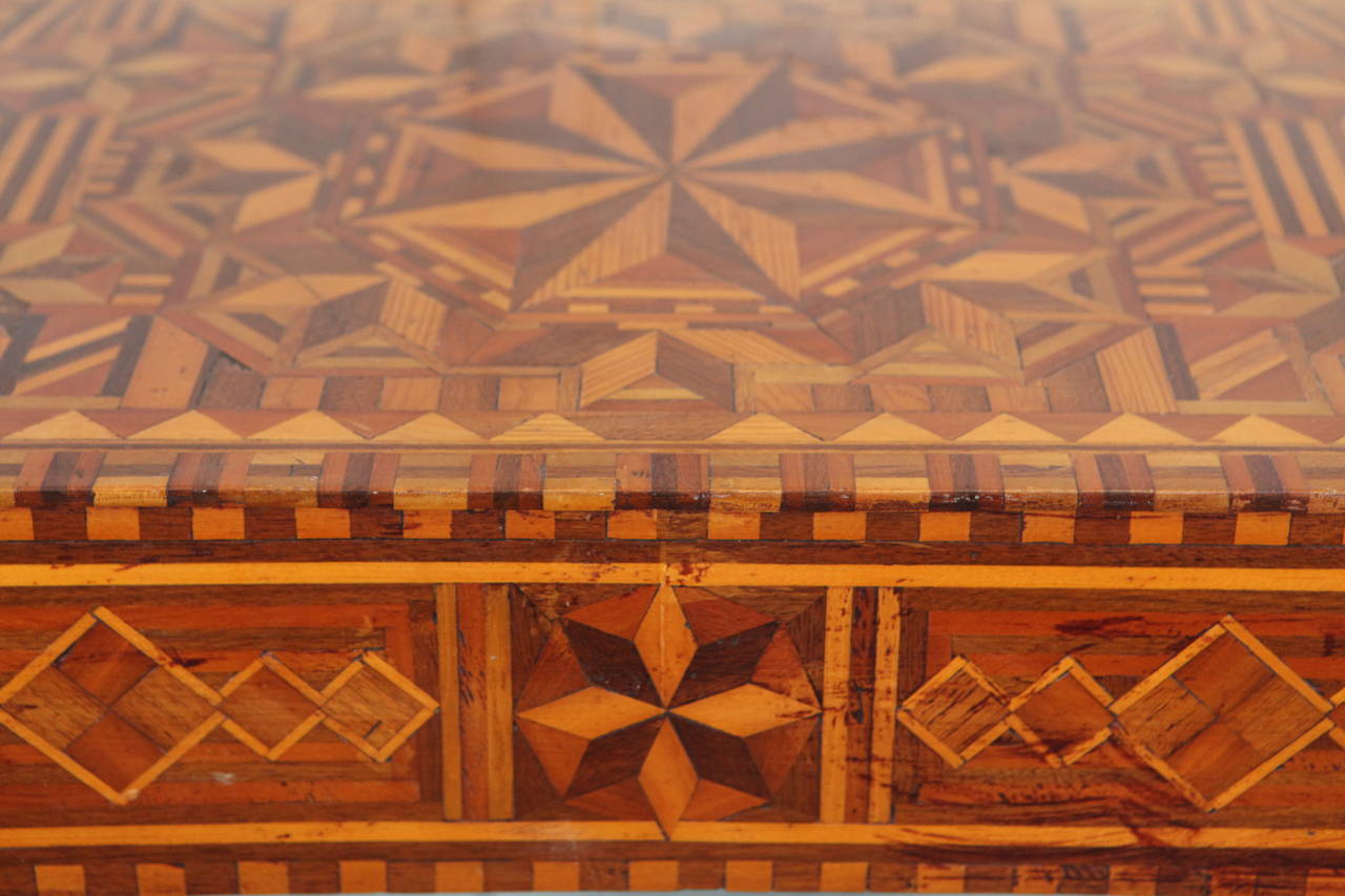 Folk Art Parquetry Side Table For Sale 2