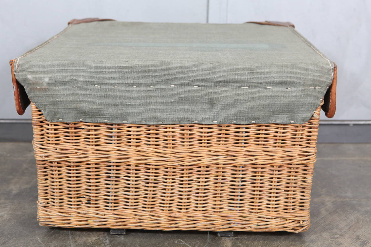 Swiss Military Wicker Basket In Good Condition For Sale In Culver City, CA