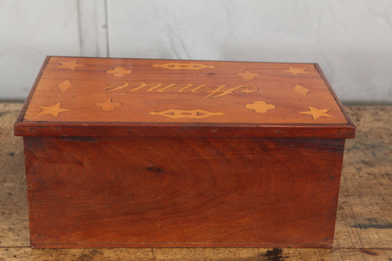 English Antique Inlaid Sailor Box For Sale