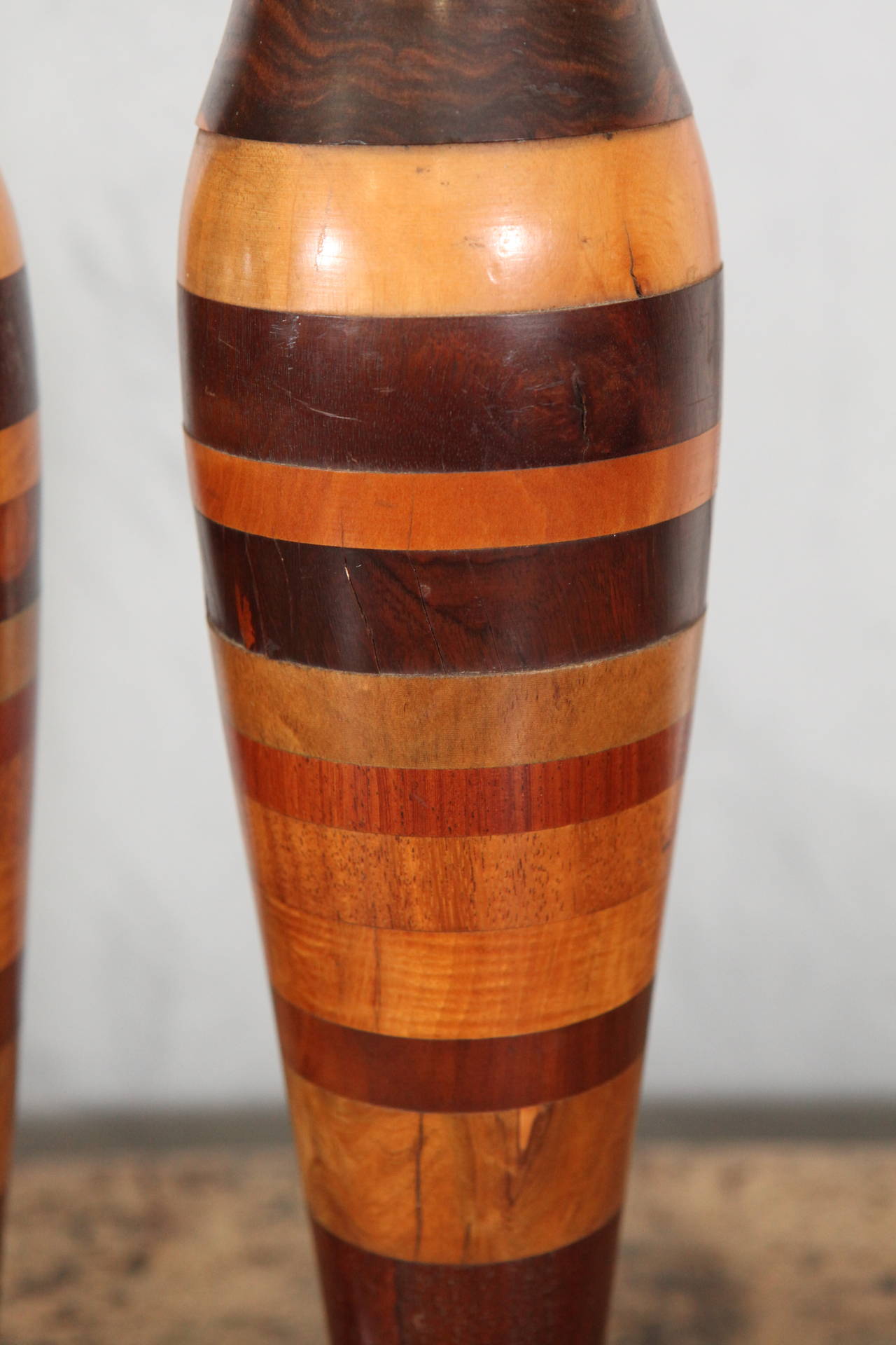Woodwork Pair of Wood Specimen Vases For Sale