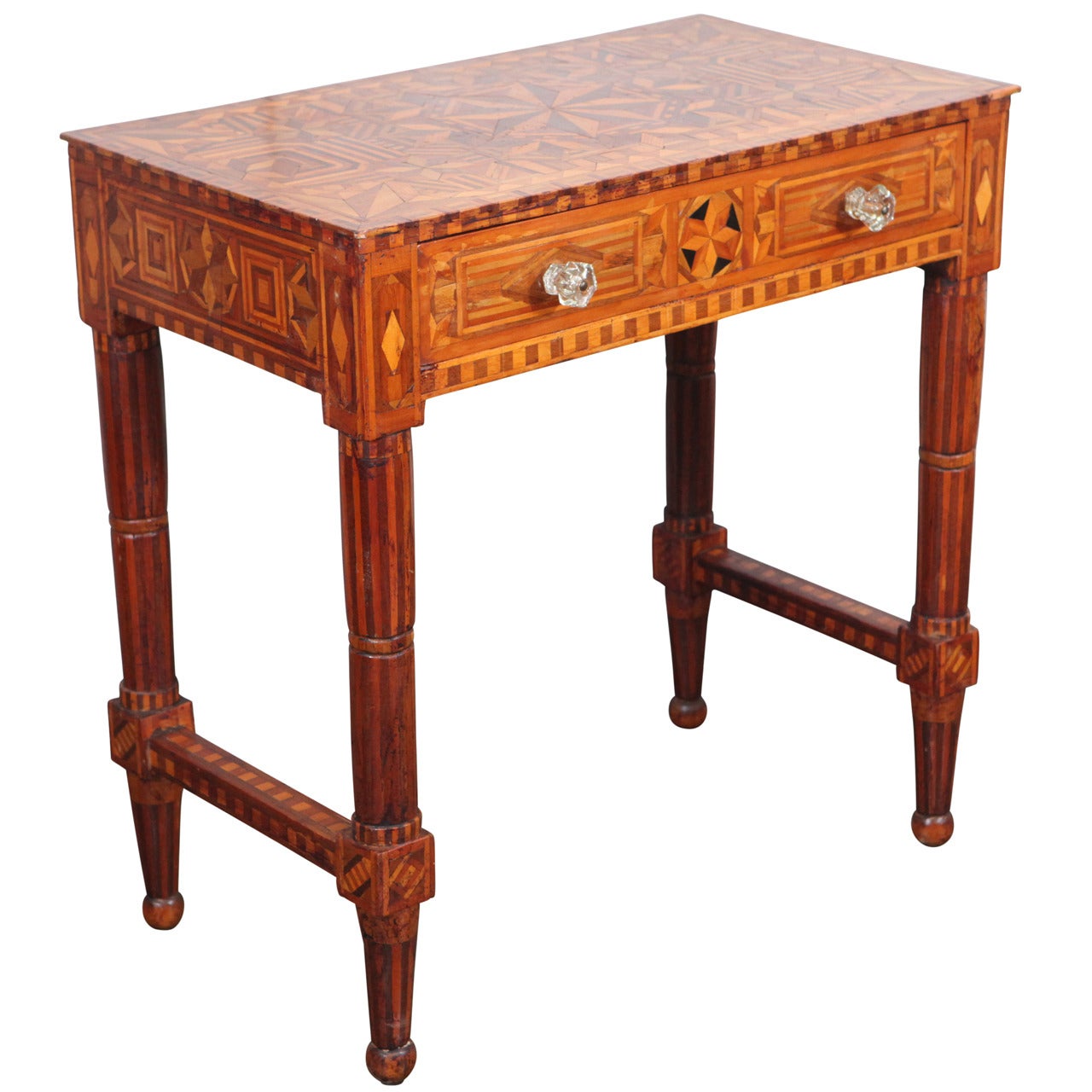 Folk Art Parquetry Side Table For Sale