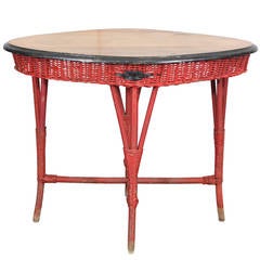 Antique 1920s Lloyd Loom Painted Wicker Table