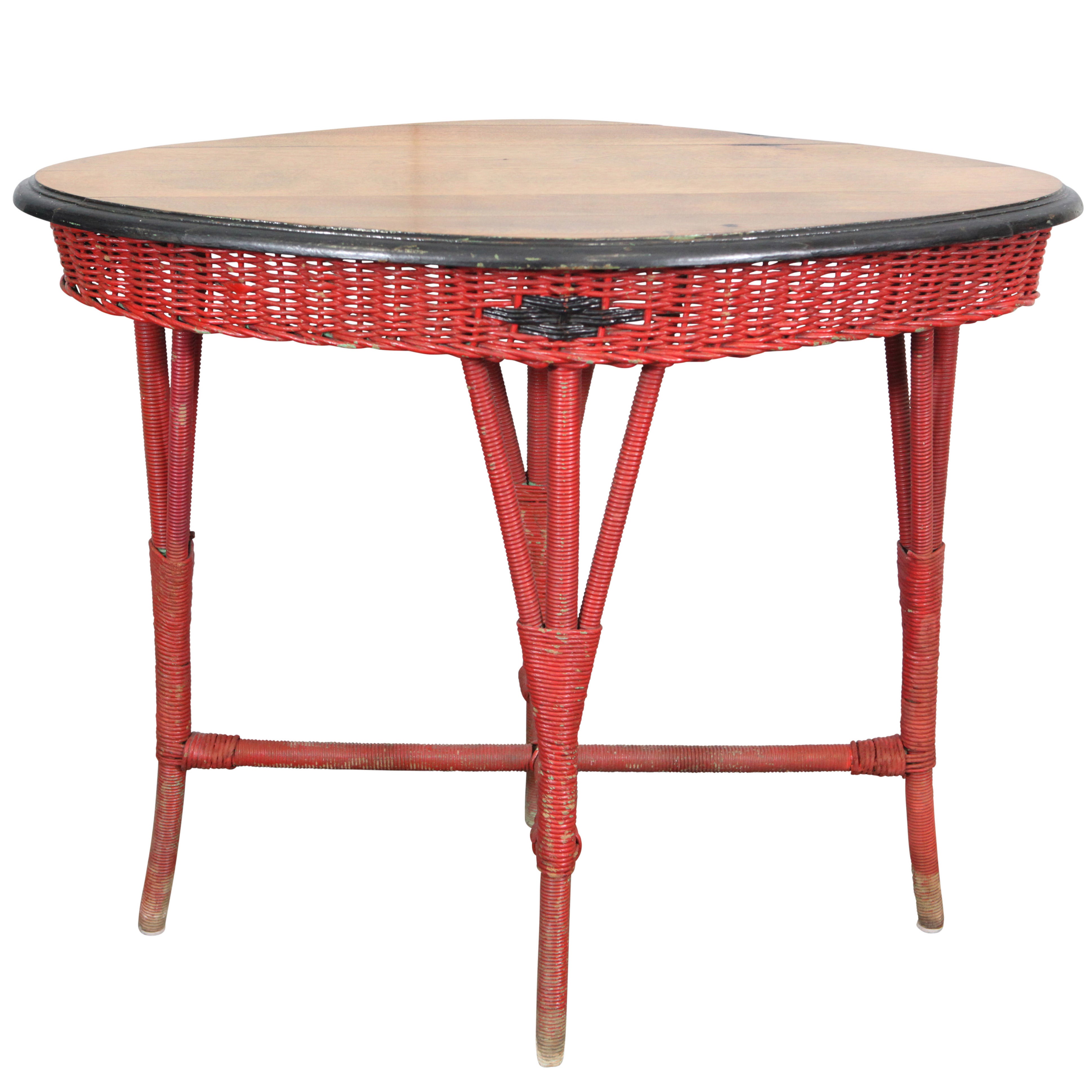 1920s Lloyd Loom Painted Wicker Table