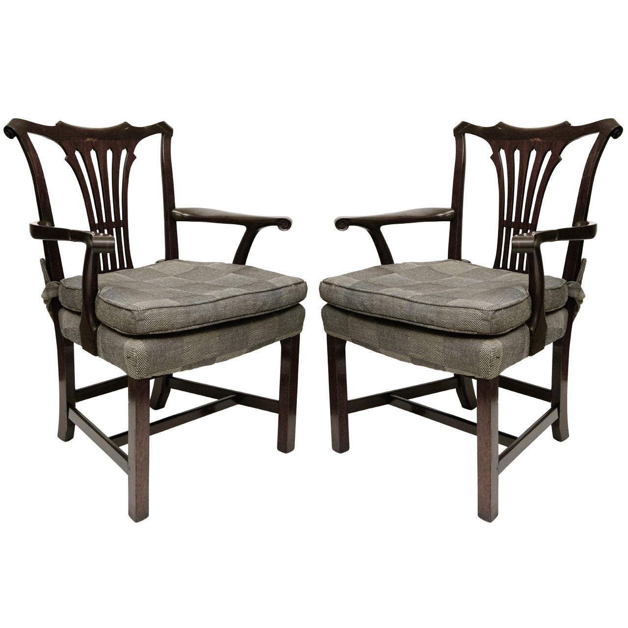 Pair Georigian Style Arm Chairs For Sale