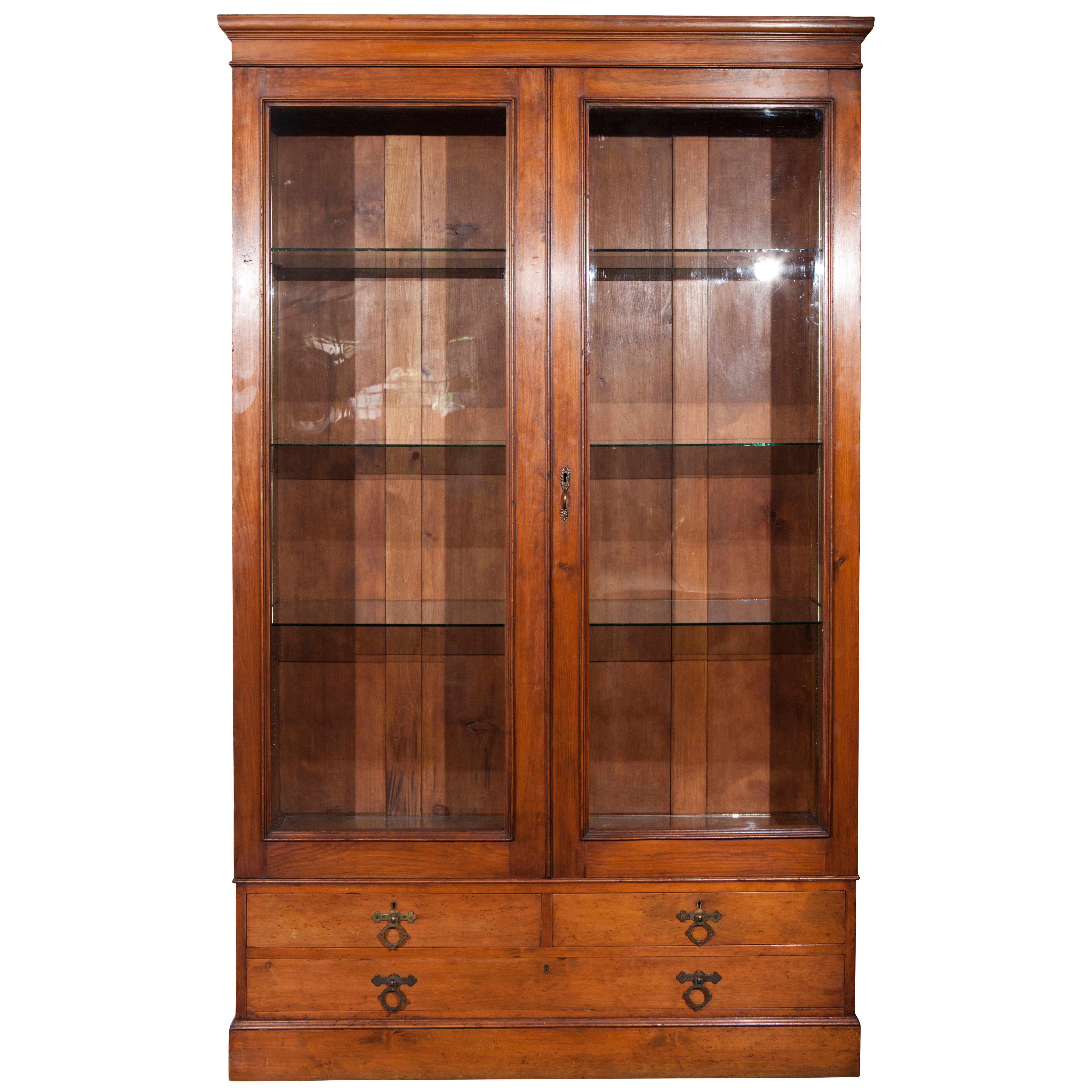 19th Century English Cabinet with Glass Doors