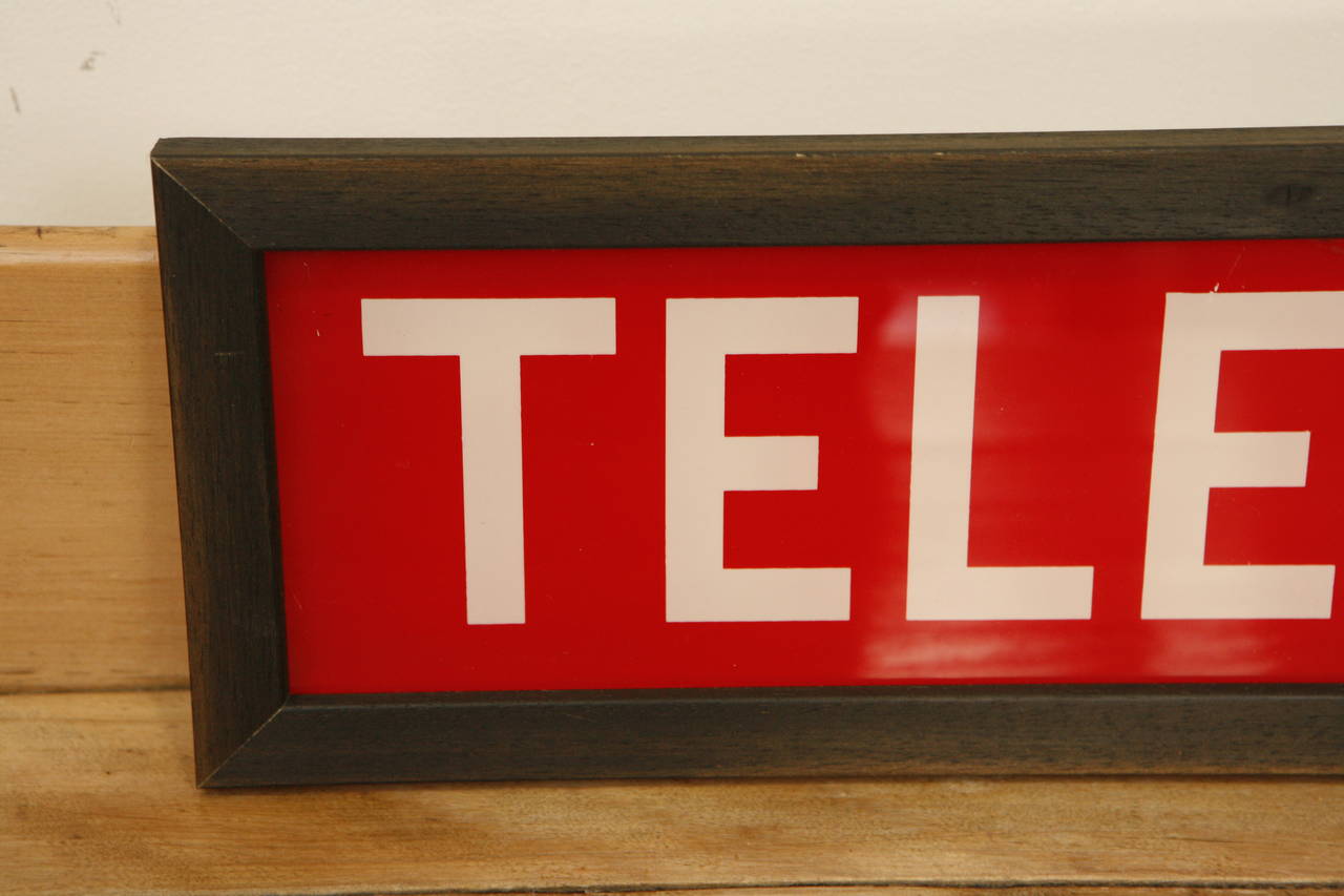 20th c. Glass Telephone Sign at 1stDibs
