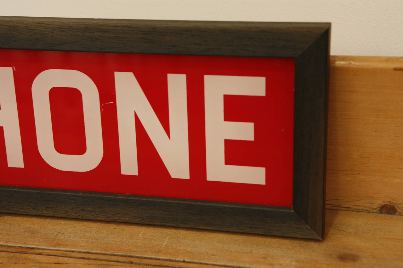 20th c. Glass Telephone Sign at 1stDibs