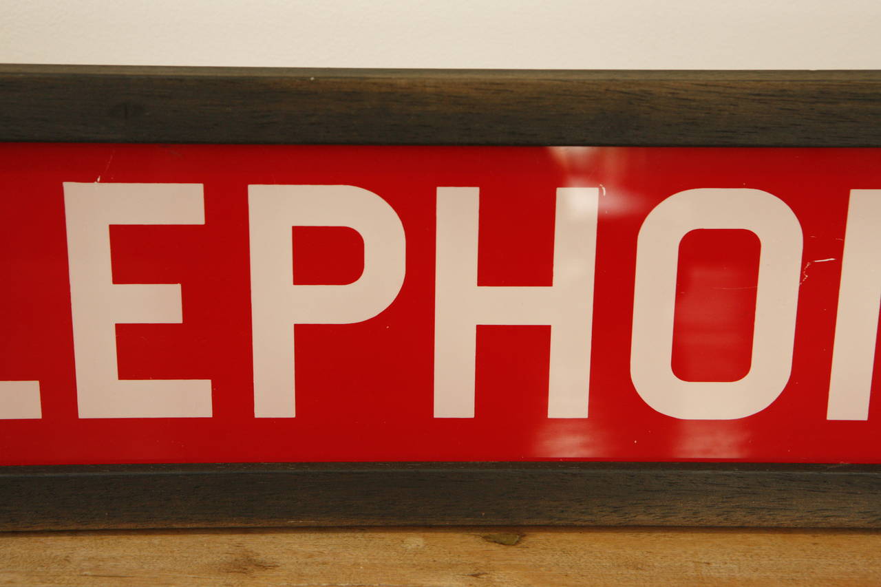 20th c. Glass Telephone Sign at 1stDibs