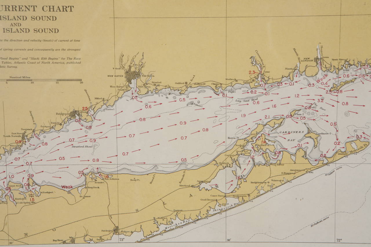 American 1960s Set of Six Long Island Tidal Current Charts or Maps For Sale
