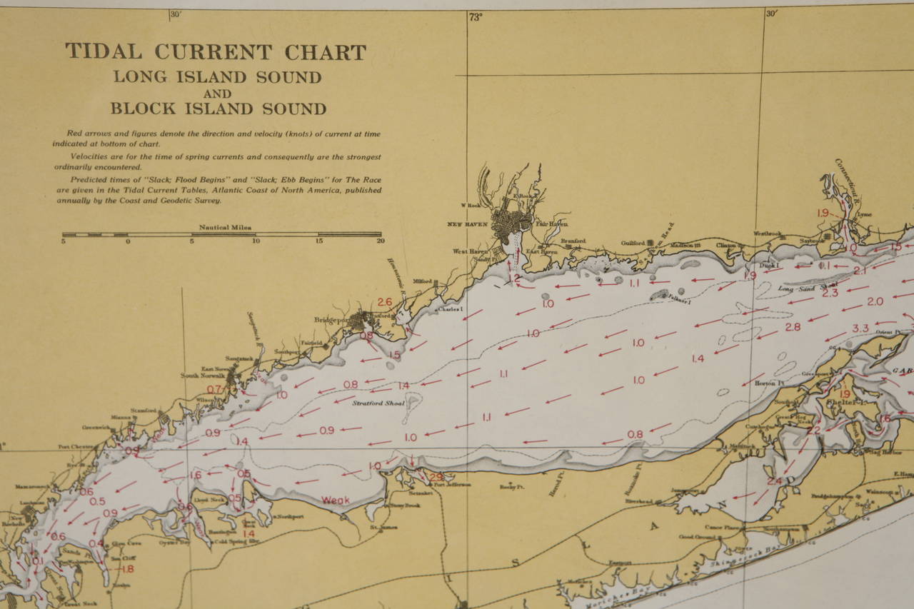 Mid-20th Century 1960s Set of Six Long Island Tidal Current Charts or Maps For Sale