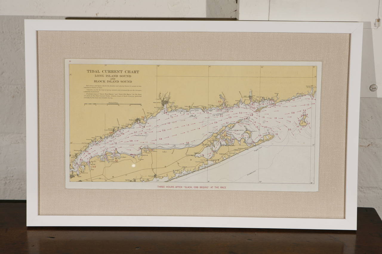 Linen 1960s Set of Six Long Island Tidal Current Charts or Maps For Sale