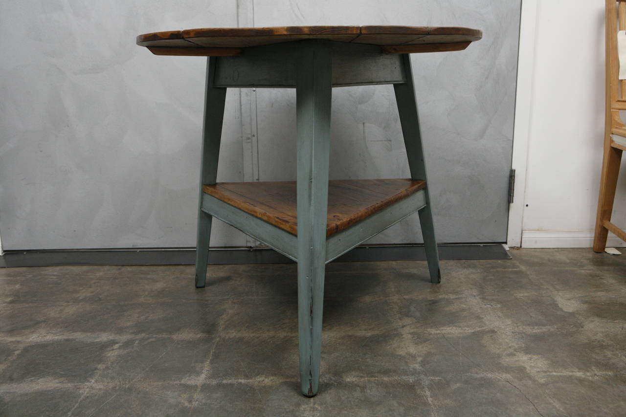 British English Cricket Table with Blue Painted Legs