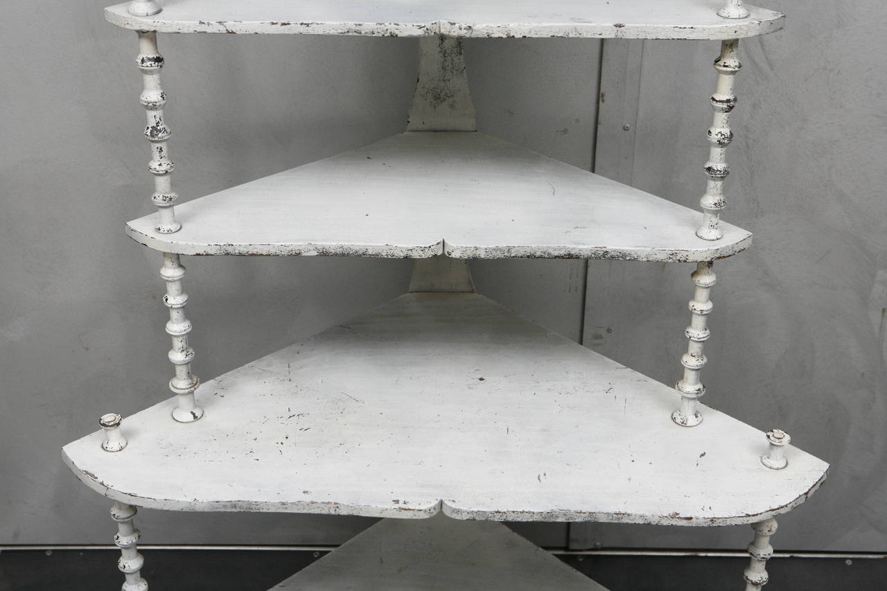 Late 19th Century Victorian Spool Triangular Corner Shelf