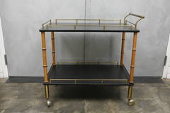 Mid-Century Faux Bamboo Bar Cart