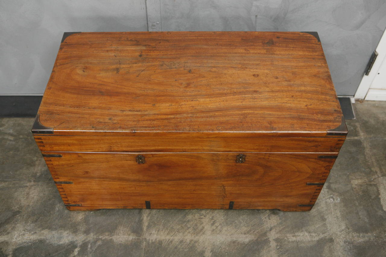 Brass Mounted Camphor Trunk c. 1875 In Good Condition In Culver City, CA