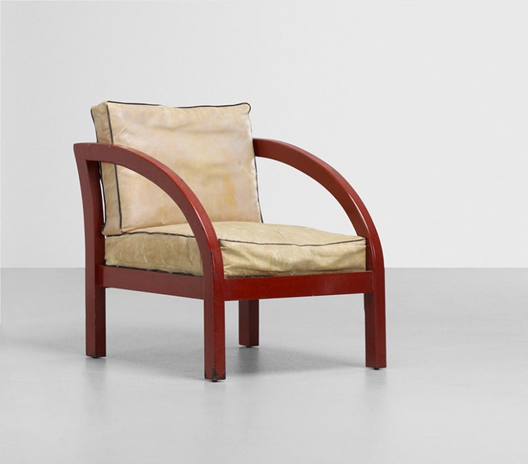 Paul Frankl's (1886-1958) D Lounge Chair is a an Art Deco icon. Like many of Paul Frankl's design from this period, the clean line form of the D Lounge Chair depicts Asian influences, which contrasts nicely to his celebrated skyscraper style.