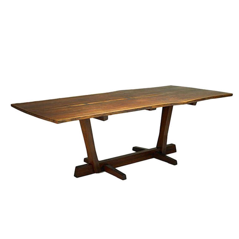 Fine Conoid dining table, New Hope, PA, 1979; American black walnut, rosewood; Signed with client's name
