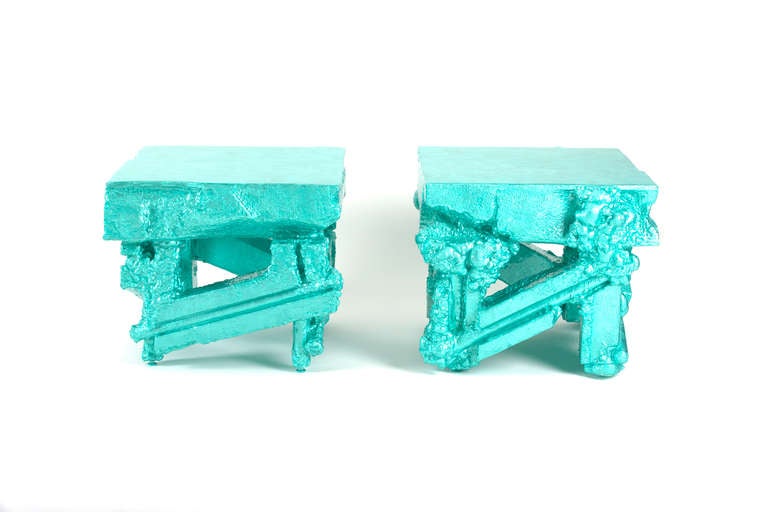 Pair of Chris Schanck end tables from ALUFOIL series, 2014