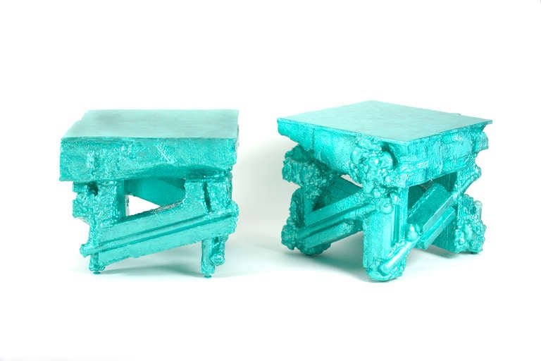 Chris Schanck Pair of Alufoil End Tables In Excellent Condition For Sale In Queens, NY