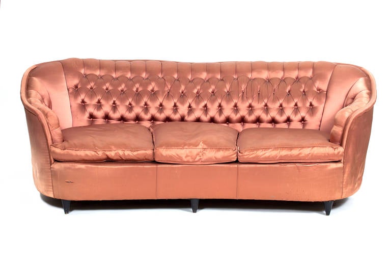 Gio Ponti sofa, upholstered in silk, 1938