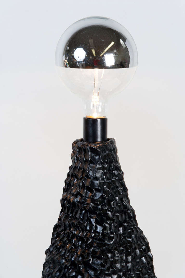 American Katie Stout x Sean Gerstley Pair of Black Pyramid Table Lamps For Sale