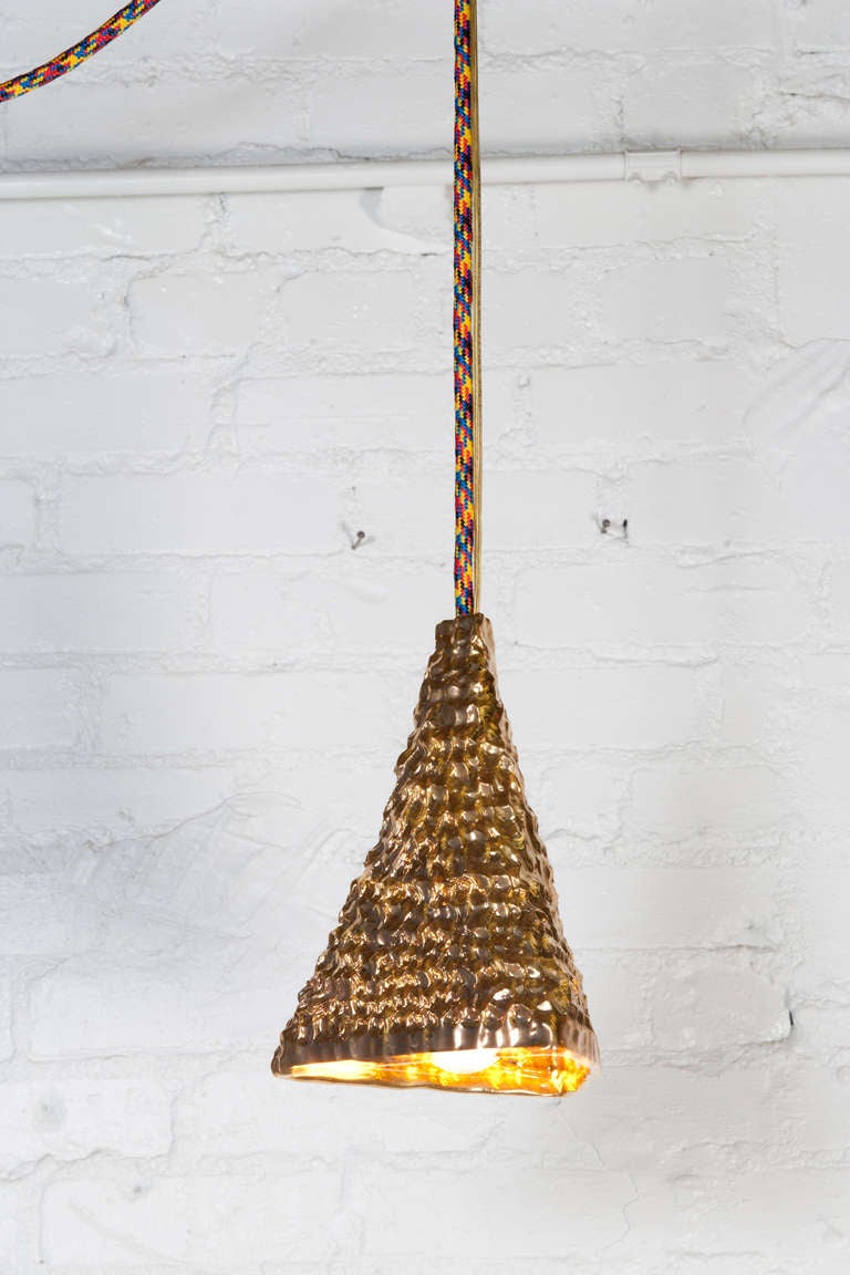 Katie Stout x Sean Gerstley Gold Pyramid Pendant Lamp