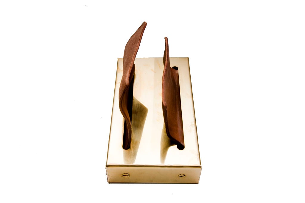 British Leather and Brass Desk Set by Simon Hasan