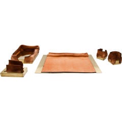 Leather and Brass Desk Set by Simon Hasan
