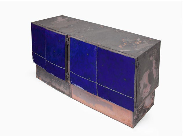 Contemporary Four-Door Copper and Enamel Cabinet by Kwangho Lee