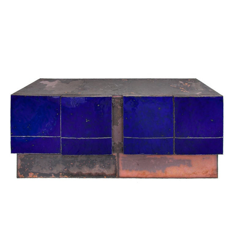 Four-Door Copper and Enamel Cabinet by Kwangho Lee