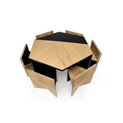 Hexagonal Table with Nesting Chairs by Rafael de Cardenas