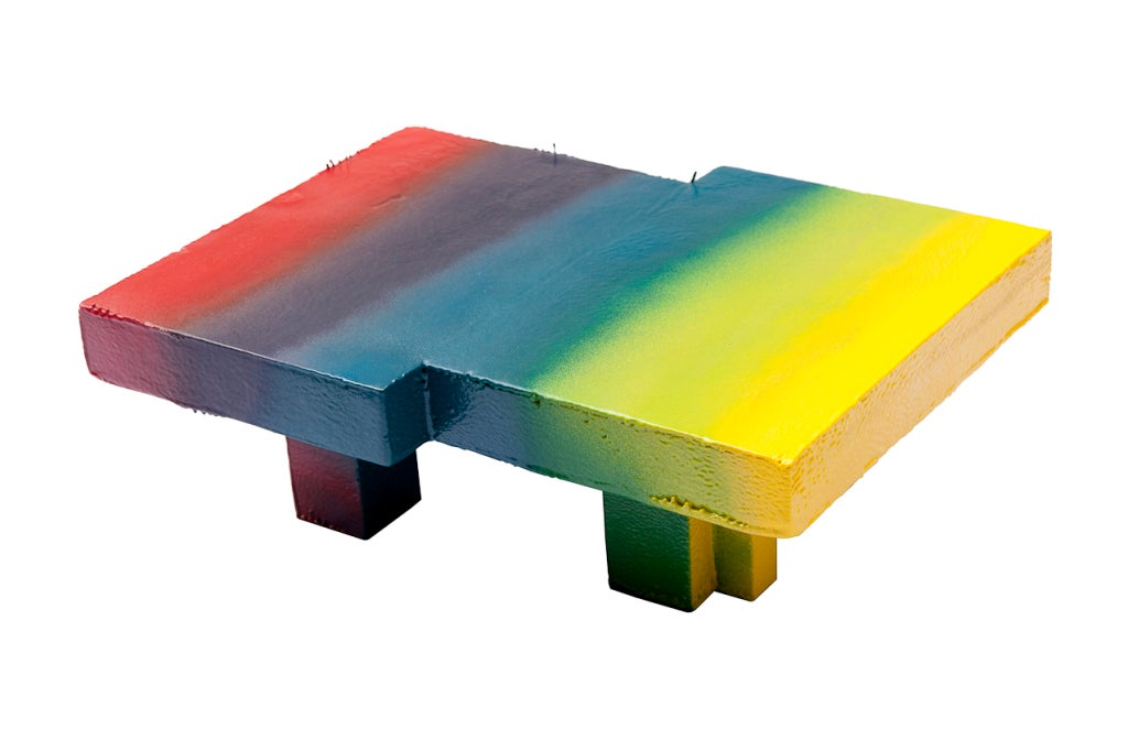 Rainbow Poly Coffee Table by Max Lamb for indoor and outdoor use.