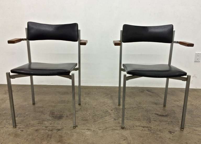 Frederick Weinberg Chrome, Leather Chairs For Sale 4