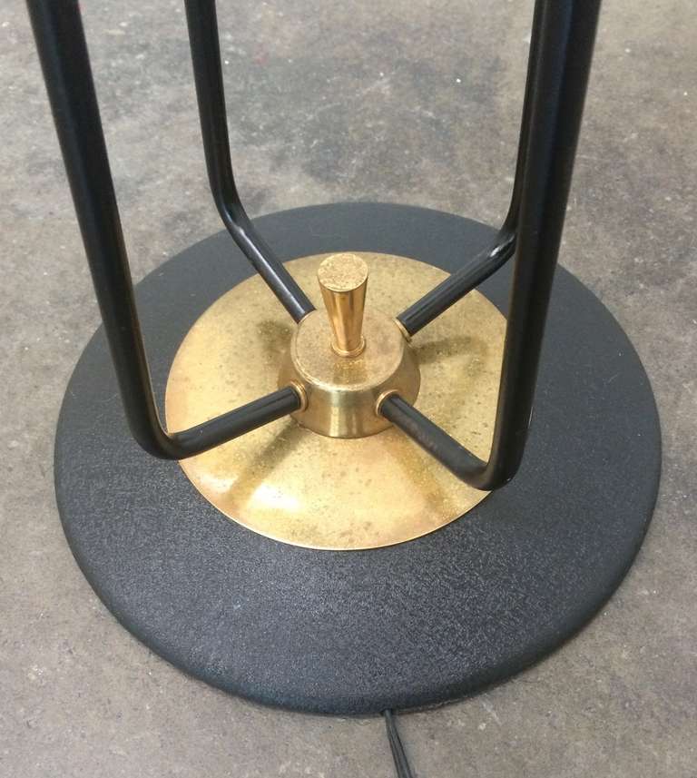 Mid-Century Floor Lamp with Brass Details and Glass Globes In Good Condition In Treasure Island, CA