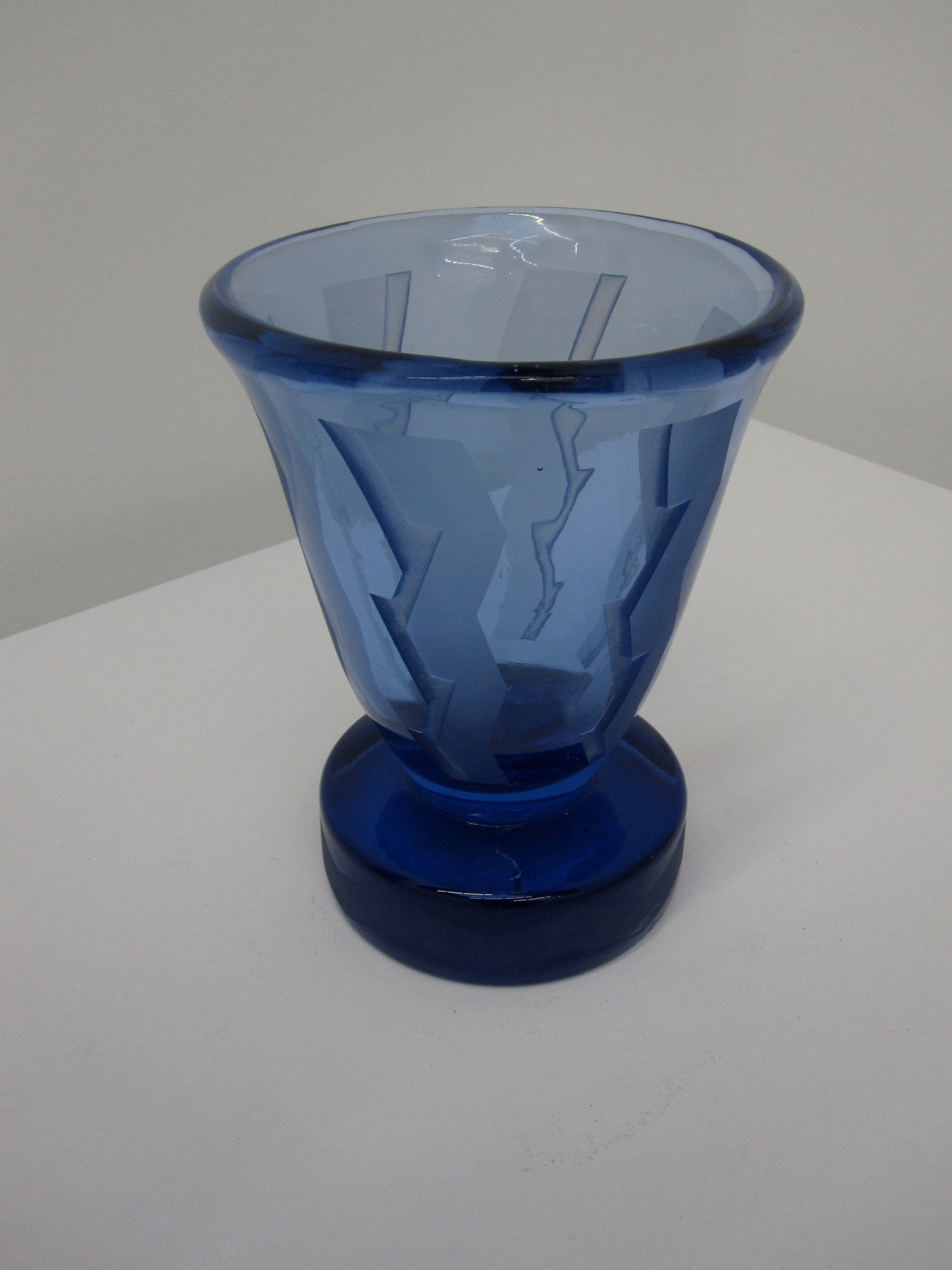 Art Deco Style Blue Glass Acid-Etched Daum Nancy Vase