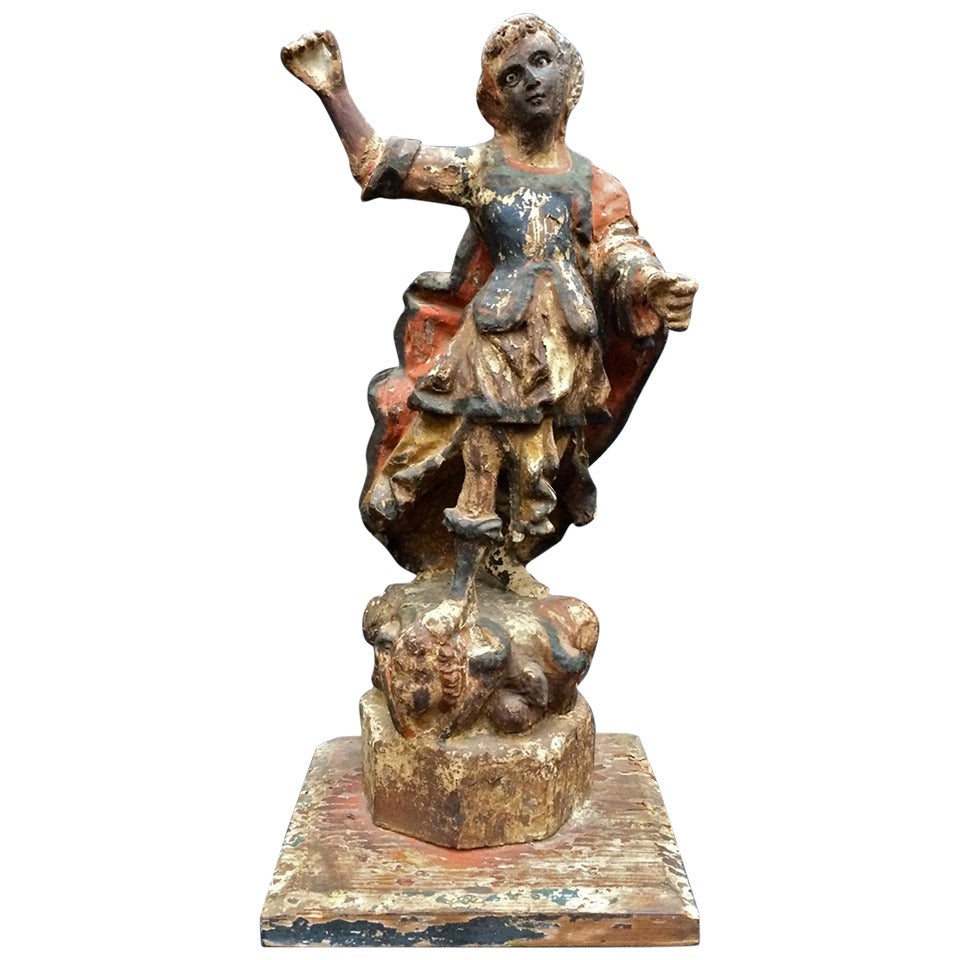 Spanish Colonial Sculpture of Saint George in the Baroque Style For Sale