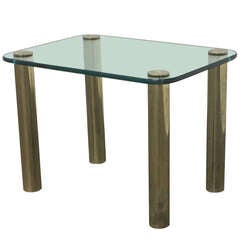 Pace Collection Side Table, Brass and Glass