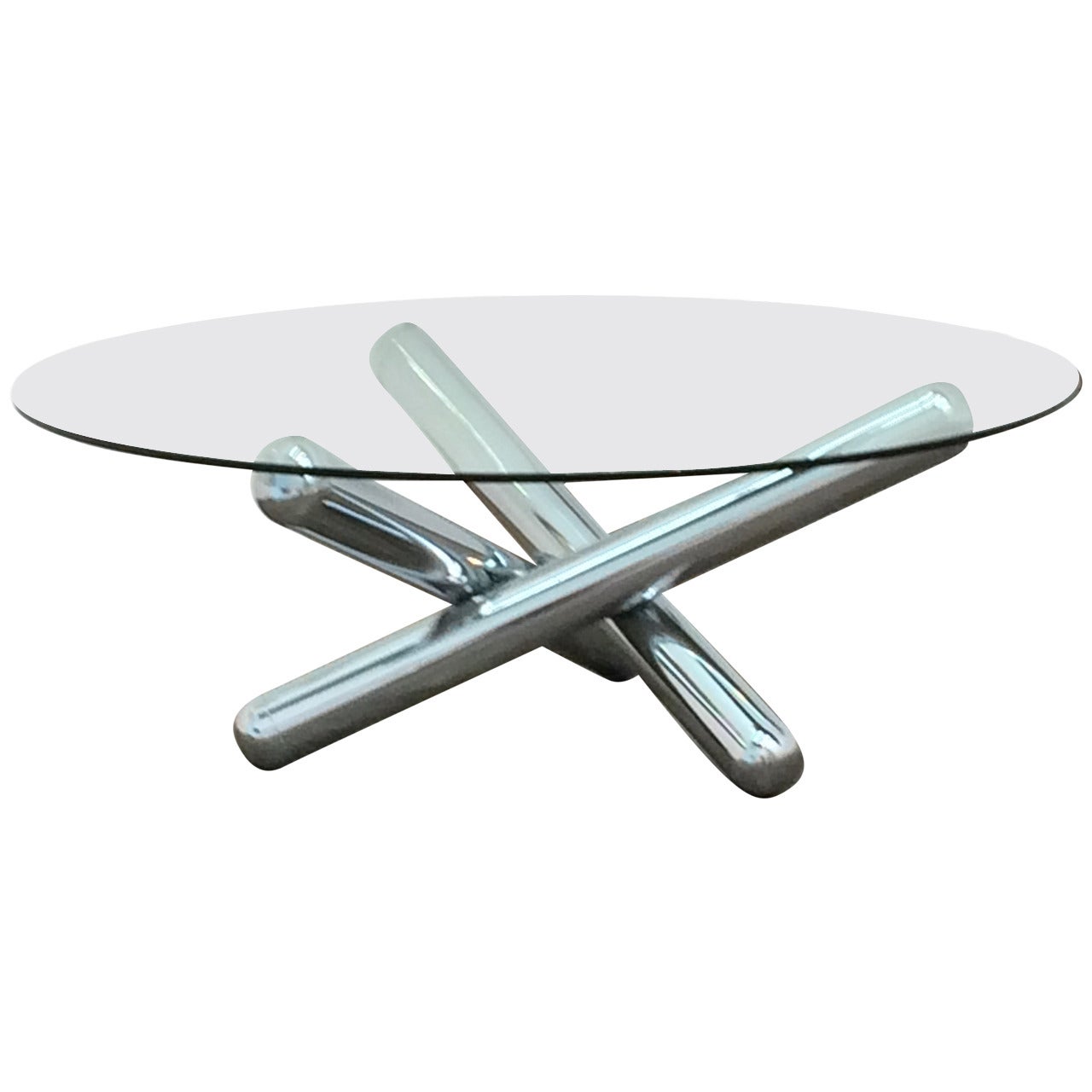 1970s Chrome and Glass Jax Table