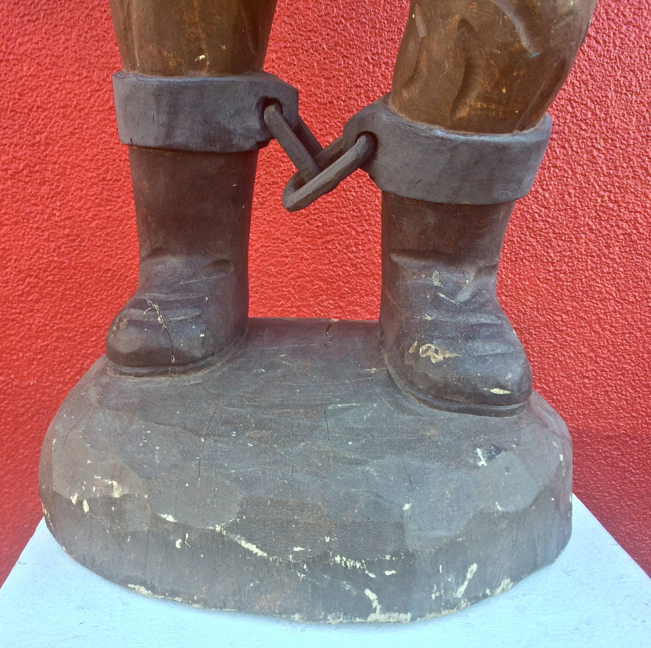 Carved Wooden Figure of Apache Indian Geronimo in Chains In Good Condition In Treasure Island, CA