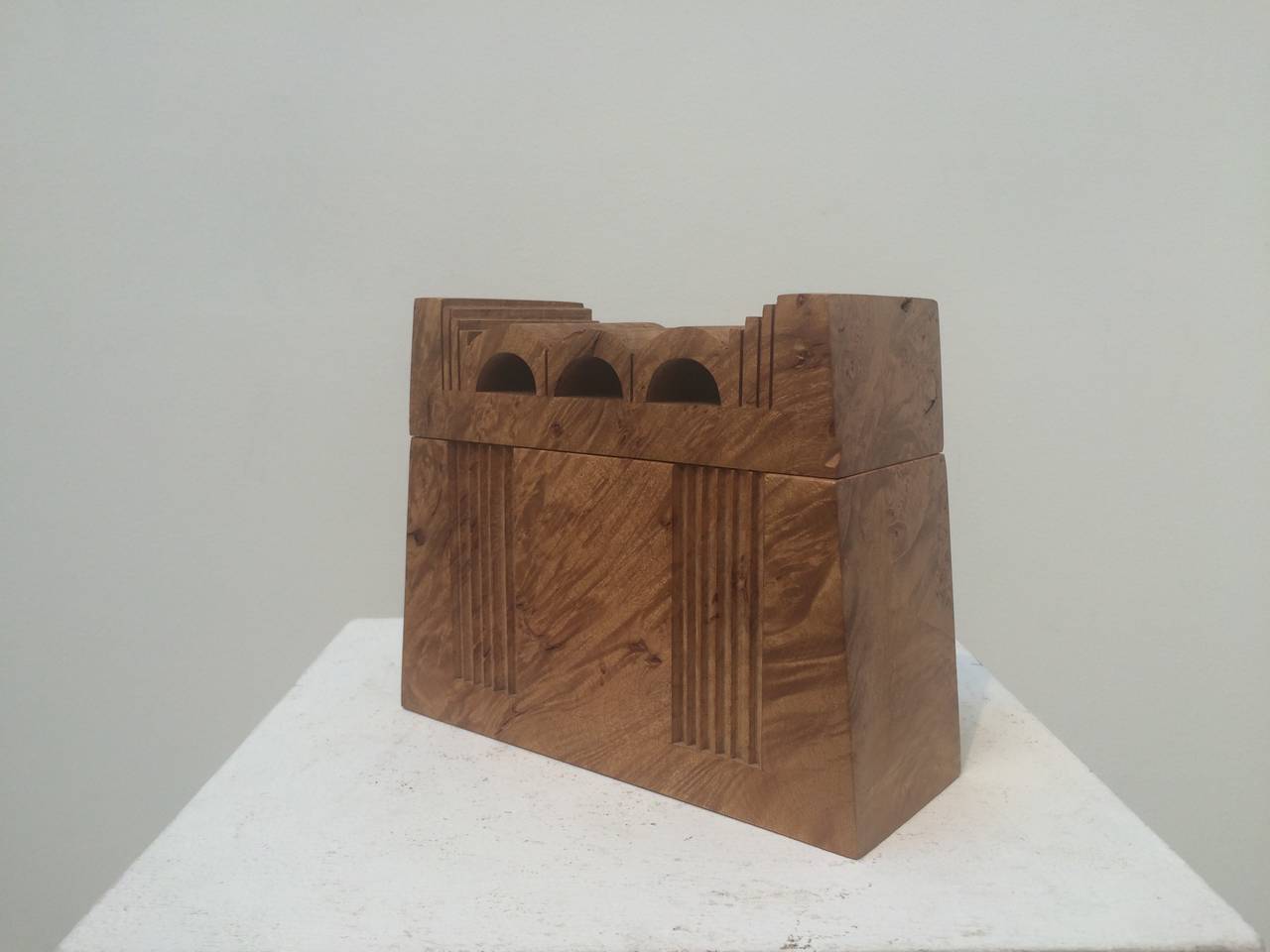 Post-Modern Hand-Carved Burl Wood Box with Live Edge Details by Michael Elkan