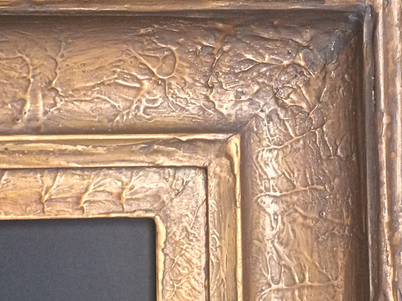 Arts and Crafts Carved, Gilded, Gessoed 19th Century California Redwood Frame