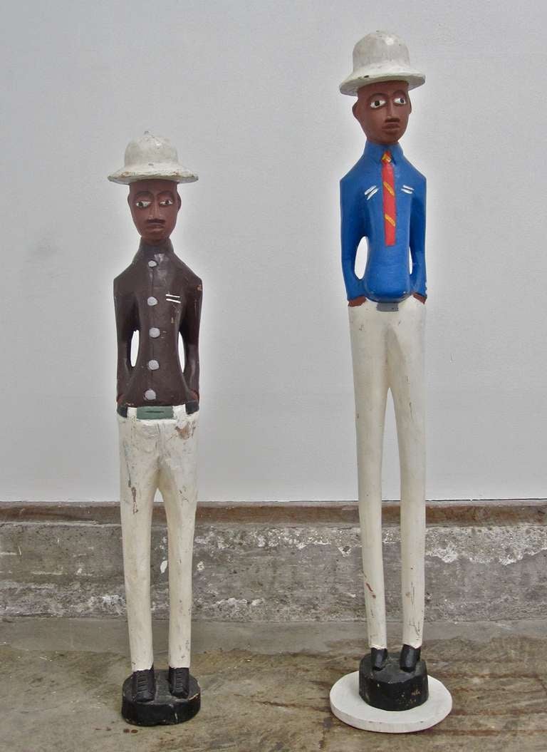 Hand-Carved and Painted Colonial Wooden statues
Ghana
1st half 20th century
tall figure 50 inches ($900)
shorter figure 44 inches ($700)