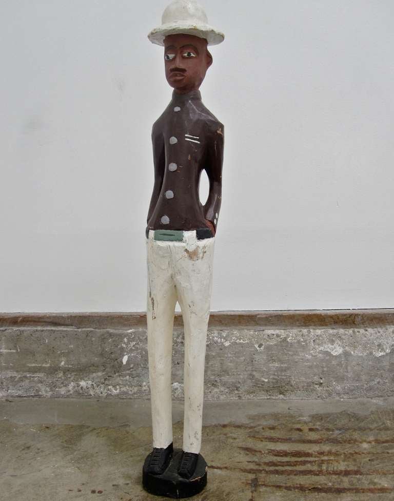 Wood  Hand-Carved Colonial African Statues from Ghana