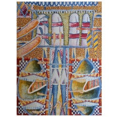 Quirky Colorful Abstract Lithograph By Jack Portland