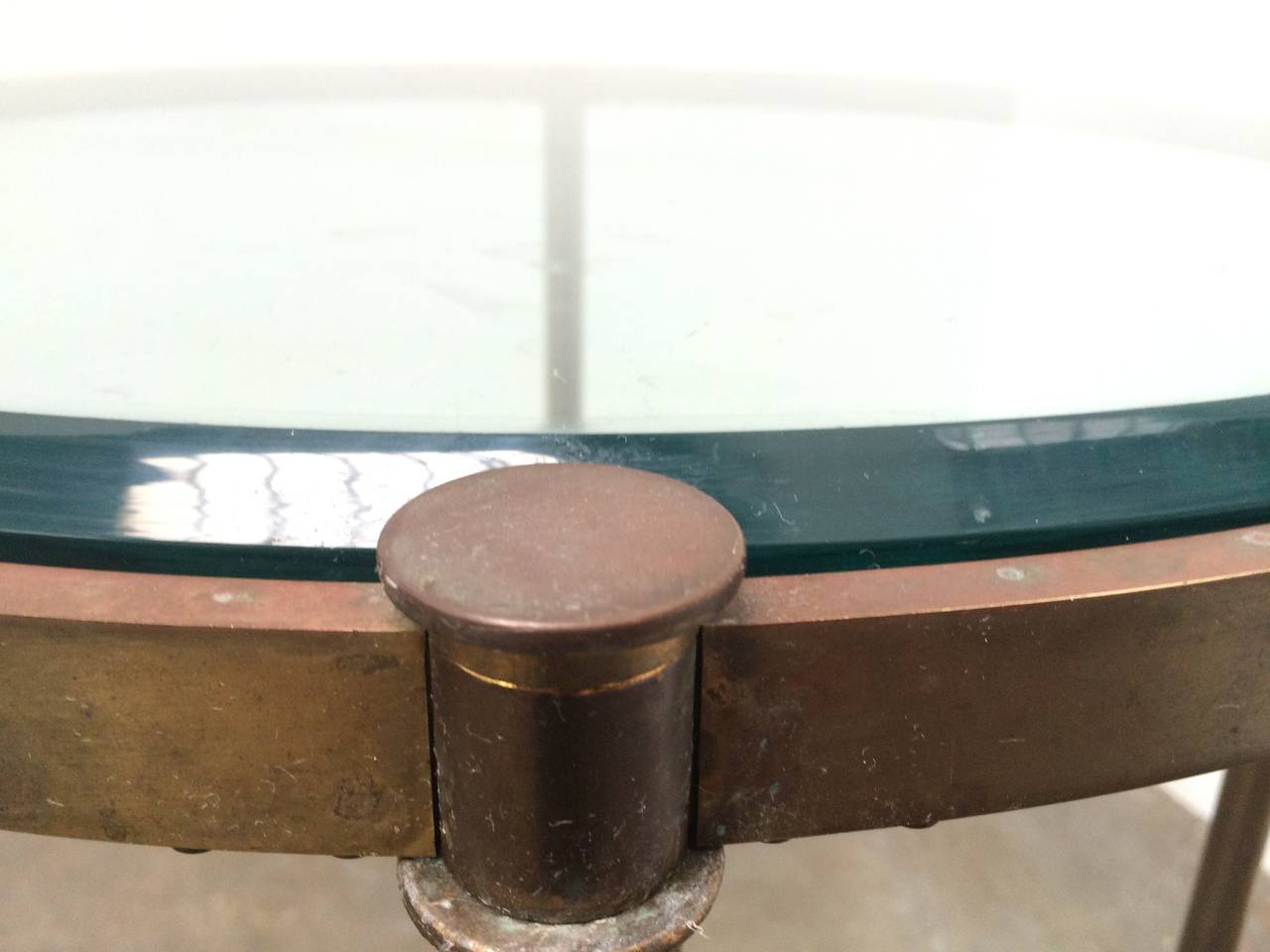 Brass Circular Table in the Manner of La Barge