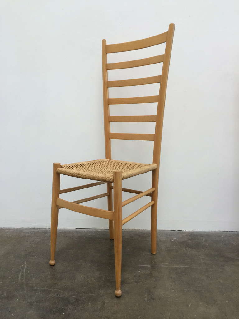 Four Italian Ladder-Back Chairs in the Style of Gio Ponti In Good Condition In Treasure Island, CA