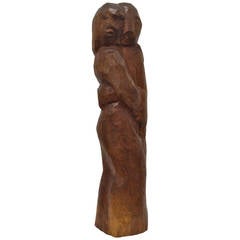 Vintage Wood Sculpture in the German Expressionist Style
