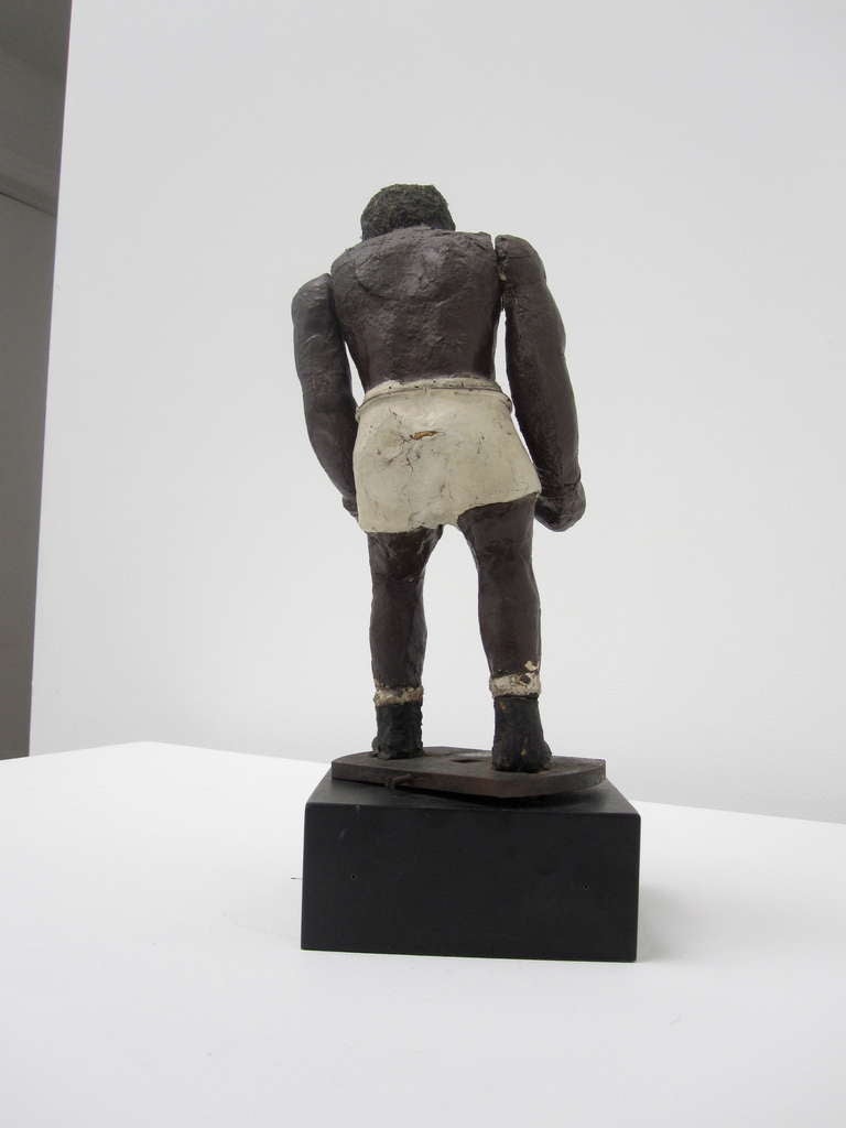 Pair of Primitive Early 20th Century Sculptures of Boxers