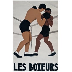 1930s Art Deco Moderne Study for a Boxing Poster